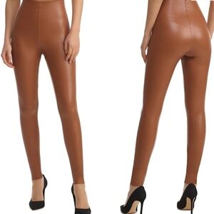 Commander High-Rise Vegan Leather Leggings - Tan